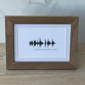 NEW Be Still Soundwave Framed Wall Art 5x7in Black White Christian Scripture